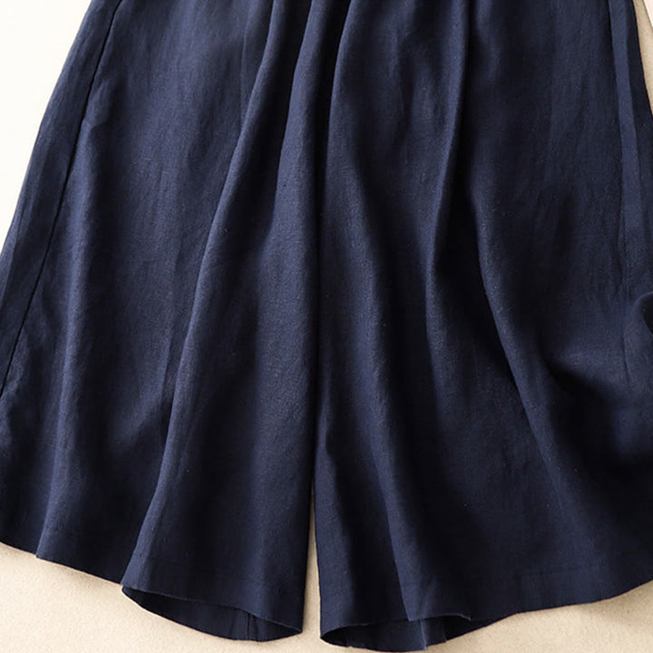 Damskie spodnie Capri z szerokimi nogawkami i kieszeniami, letnie, z elastyczną talią i kamieniami Buddha Stones - image 13