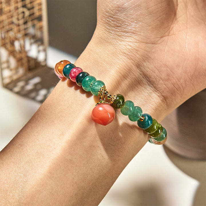 Bransoletka z Buddha Stones, turmalinu i agatu Yanyuan Peach Positive