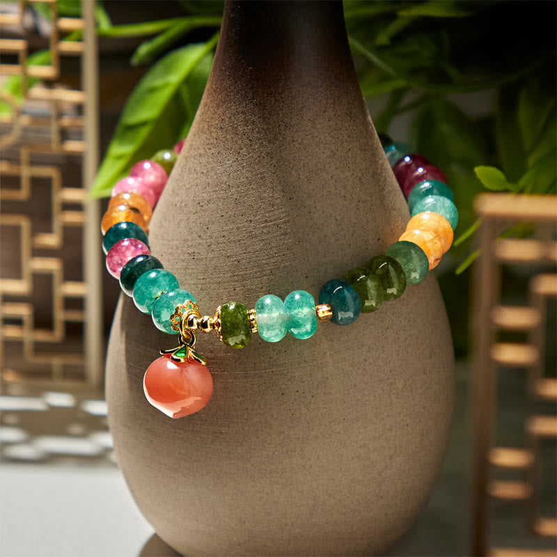 Bransoletka z Buddha Stones, turmalinu i agatu Yanyuan Peach Positive
