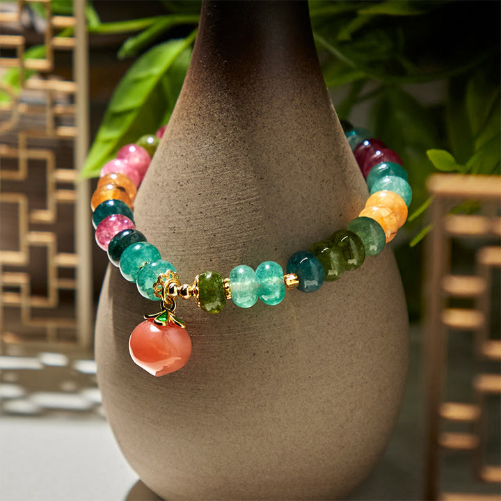 Bransoletka z Buddha Stones, turmalinu i agatu Yanyuan Peach Positive