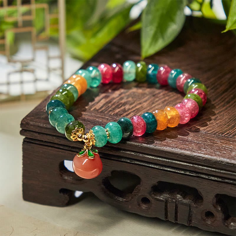 Bransoletka z Buddha Stones, turmalinu i agatu Yanyuan Peach Positive