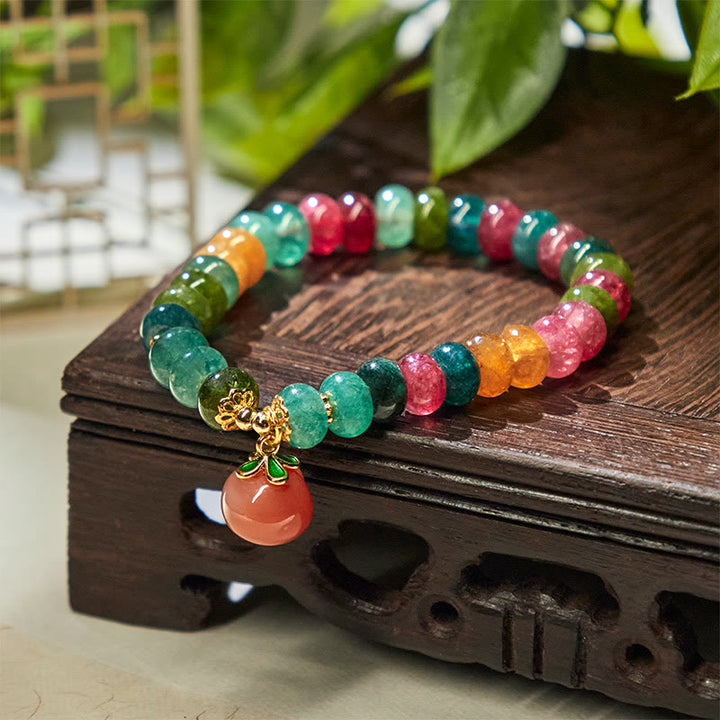 Bransoletka z Buddha Stones, turmalinu i agatu Yanyuan Peach Positive