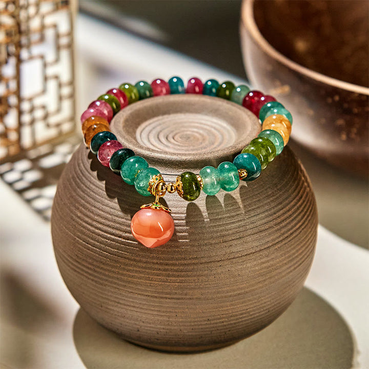 Bransoletka z Buddha Stones, turmalinu i agatu Yanyuan Peach Positive