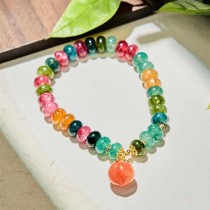 Bransoletka z Buddha Stones, turmalinu i agatu Yanyuan Peach Positive