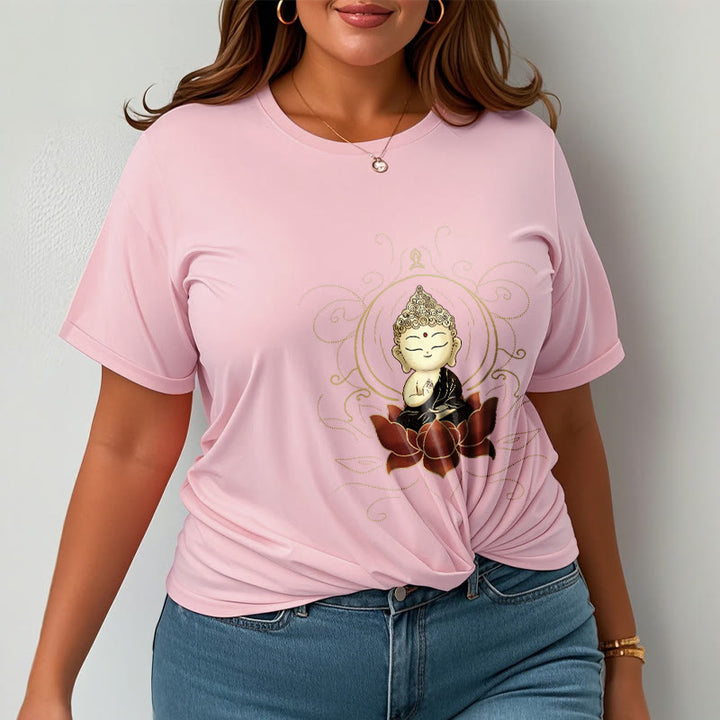 Koszulka z nadrukiem "Buddha Stones" z motywem spokojnego siedzącego Buddy i lotosu - image 14