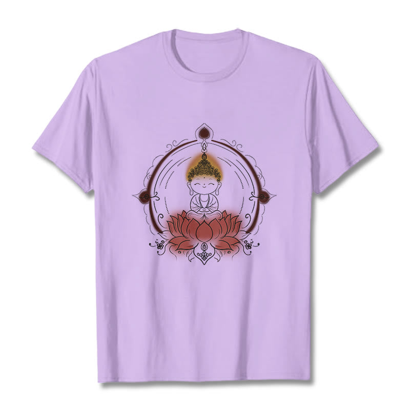 Koszulka z Buddha Stones radosnego Buddy i lotosu z motywem mandali - Śliwka - 2XL - image 17