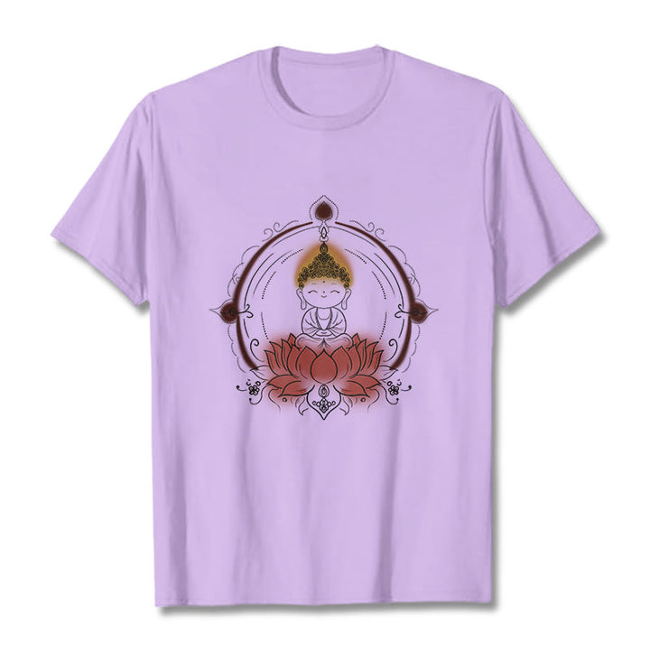 Koszulka z Buddha Stones radosnego Buddy i lotosu z motywem mandali - Śliwka - 2XL - image 17