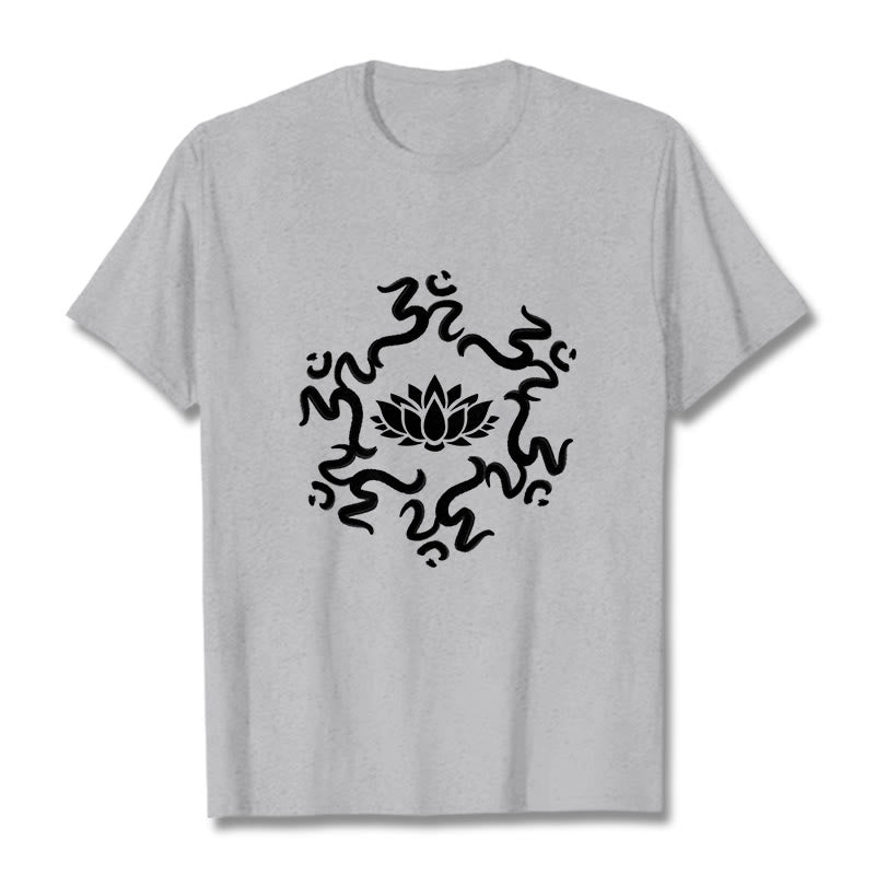 Buddha Stones z motywem kwiatu lotosu z symbolem OM i kamieniami Buddy - Jasnoszary - 2XL - image 20