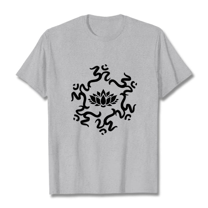 Buddha Stones z motywem kwiatu lotosu z symbolem OM i kamieniami Buddy - Jasnoszary - 2XL - image 20