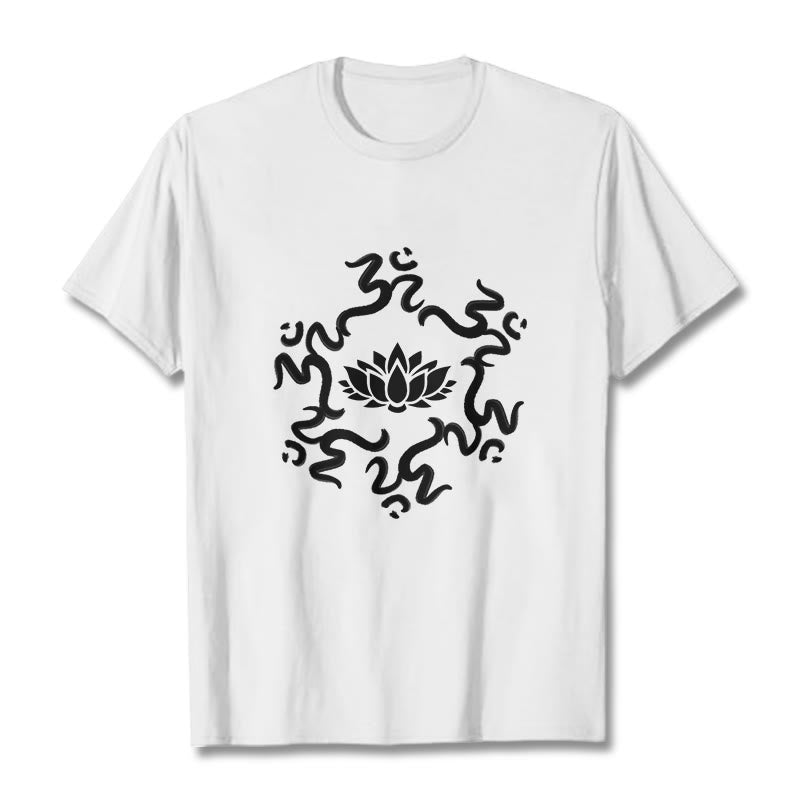 Buddha Stones z motywem kwiatu lotosu z symbolem OM i kamieniami Buddy - Biały - 2XL - image 7