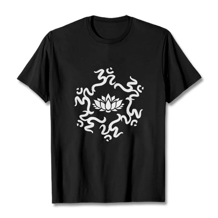 Buddha Stones z motywem kwiatu lotosu z symbolem OM i kamieniami Buddy - Czarny - 2XL - image 3