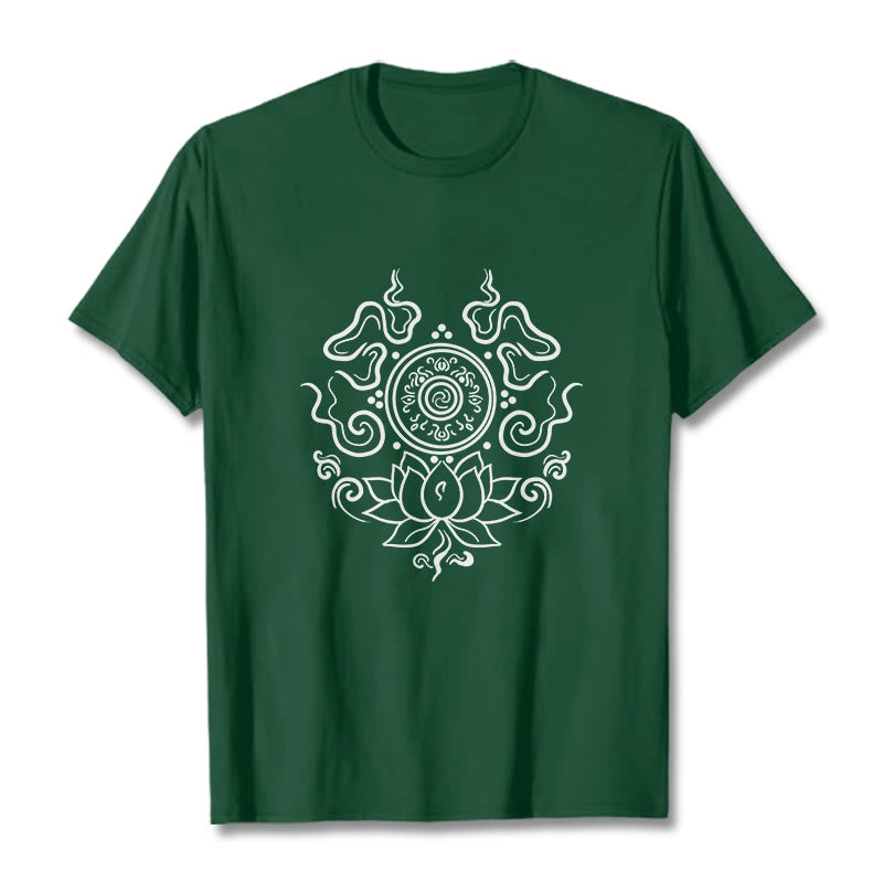 Koszulka z motywem kwiatów lotosu i kamieniami Buddha Stones - ForestGreen - 2XL - image 11