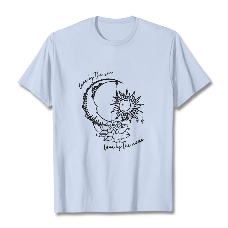 Koszulka z motywem kwiatów lotosu i słońca z Buddha Stones - Jasnoniebieski - 2XL - image 19