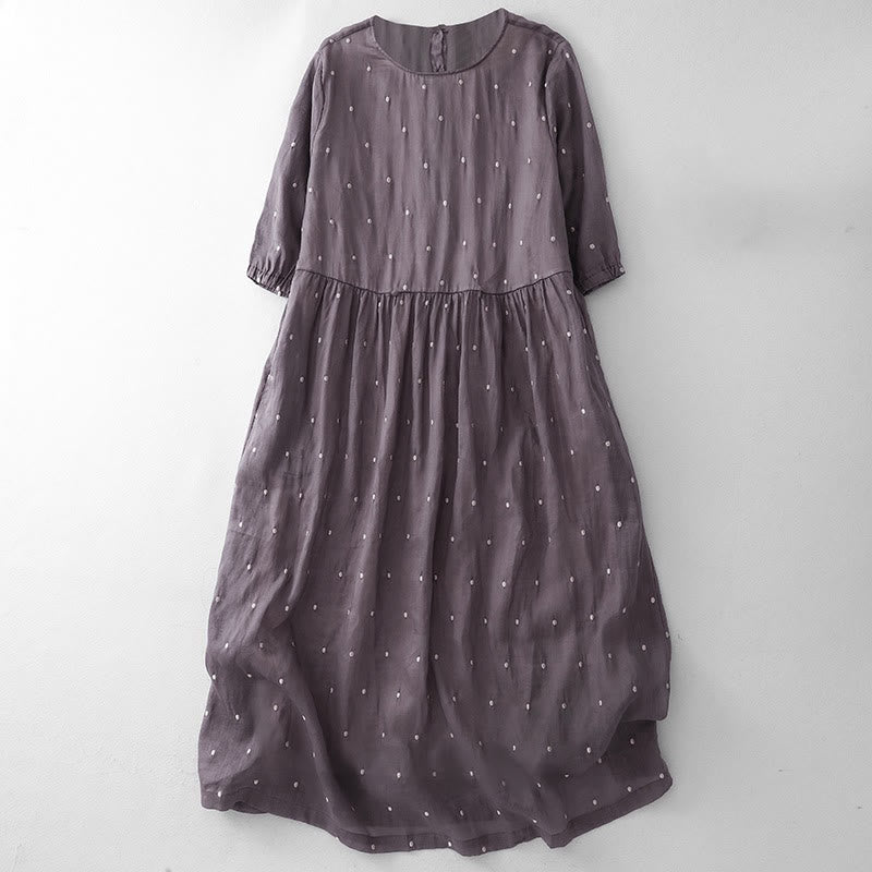 Sukienka midi z bawełny lnianej z kieszeniami i guzikami z tyłu w kształcie Buddha Stones - MediumOrchid - US8-10，UK/AU12-14，EU40-42 (2XL) - image 0