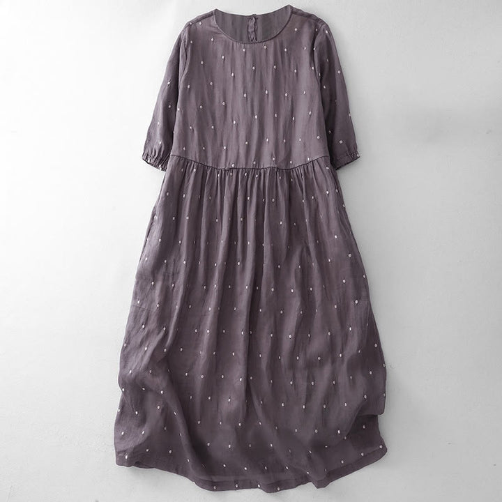 Sukienka midi z bawełny lnianej z kieszeniami i guzikami z tyłu w kształcie Buddha Stones - MediumOrchid - US8-10，UK/AU12-14，EU40-42 (2XL) - image 1
