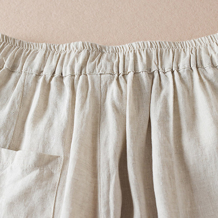 Spodnie damskie haremowe z bawełny i lnu z kieszeniami, z kolorowymi Buddha Stones , długość 7-8 - image 3