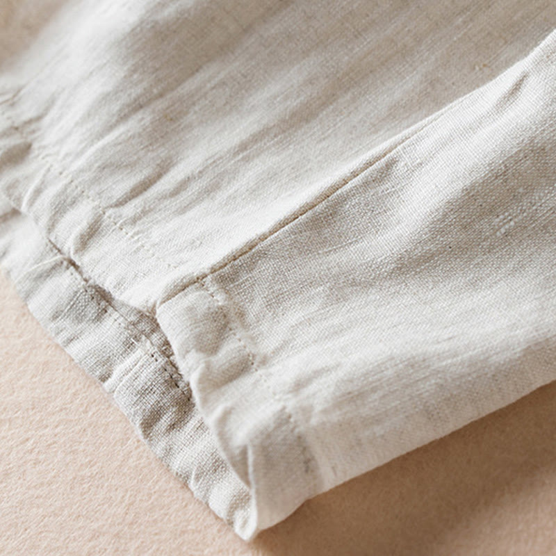 Spodnie damskie haremowe z bawełny i lnu z kieszeniami, z kolorowymi Buddha Stones , długość 7-8 - image 4