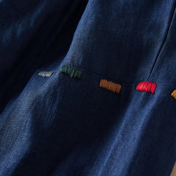 Spodnie damskie haremowe z bawełny i lnu z kieszeniami, z kolorowymi Buddha Stones , długość 7-8 - image 15