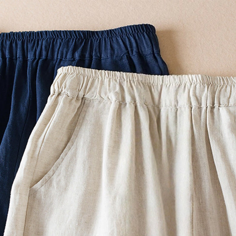 Spodnie damskie haremowe z bawełny i lnu z kieszeniami, z kolorowymi Buddha Stones , długość 7-8 - image 17