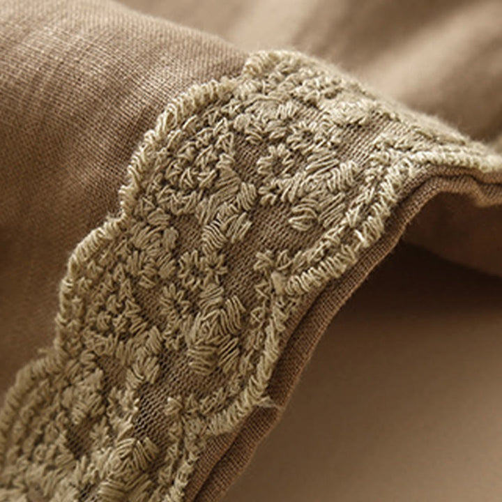 Damskie spodnie haremowe z bawełny i lnu z motywem Buddha Stones, gładkie, koronkowe, z kieszeniami - image 1