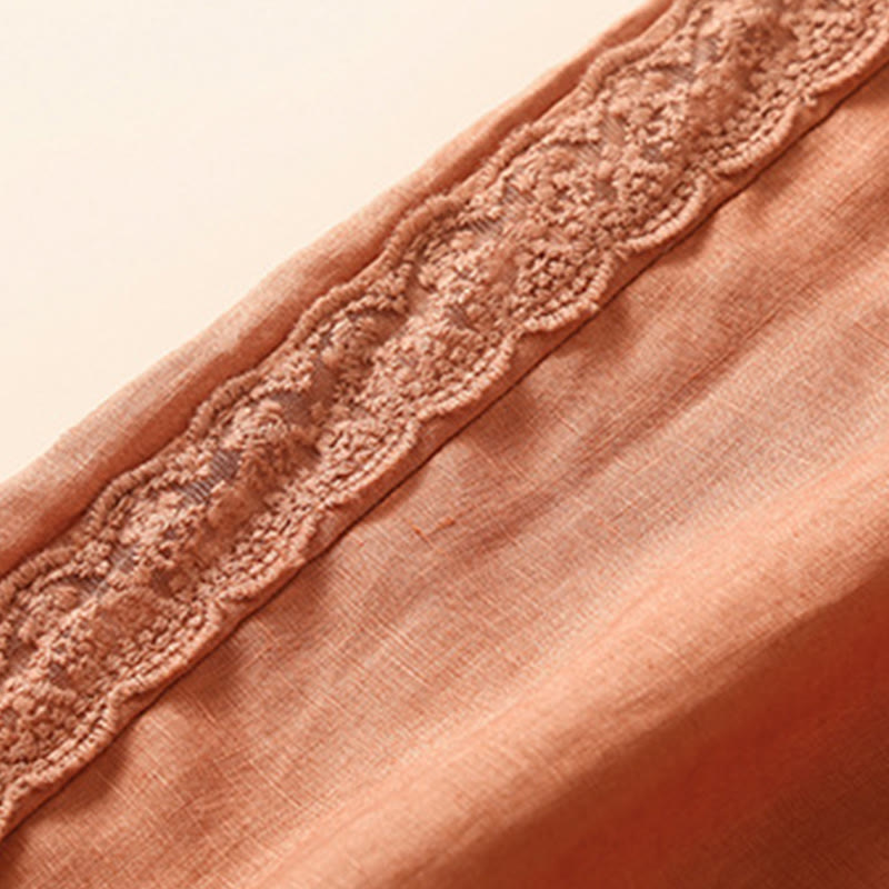 Damskie spodnie haremowe z bawełny i lnu z motywem Buddha Stones, gładkie, koronkowe, z kieszeniami - image 7