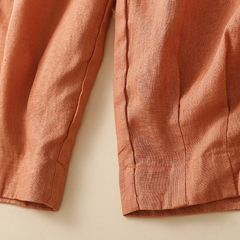 Damskie spodnie haremowe z bawełny i lnu z motywem Buddha Stones, gładkie, koronkowe, z kieszeniami - image 9