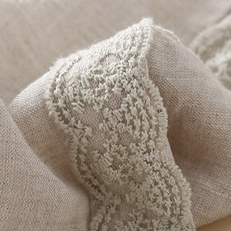 Damskie spodnie haremowe z bawełny i lnu z motywem Buddha Stones, gładkie, koronkowe, z kieszeniami - image 16