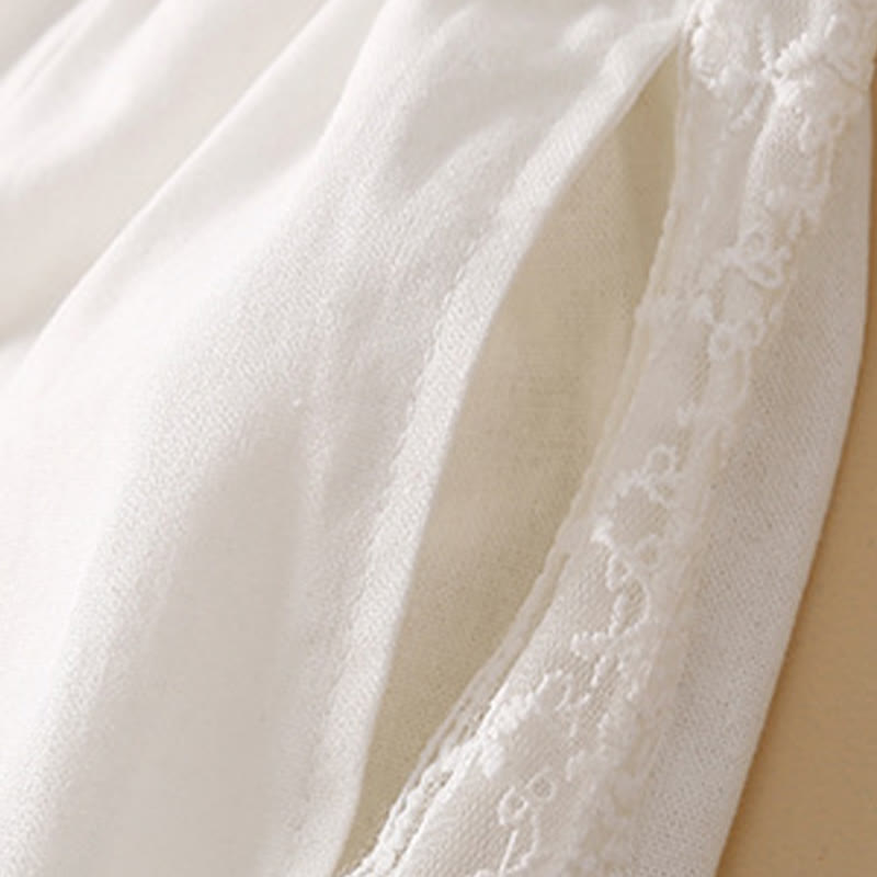 Damskie spodnie haremowe z bawełny i lnu z motywem Buddha Stones, gładkie, koronkowe, z kieszeniami - image 21