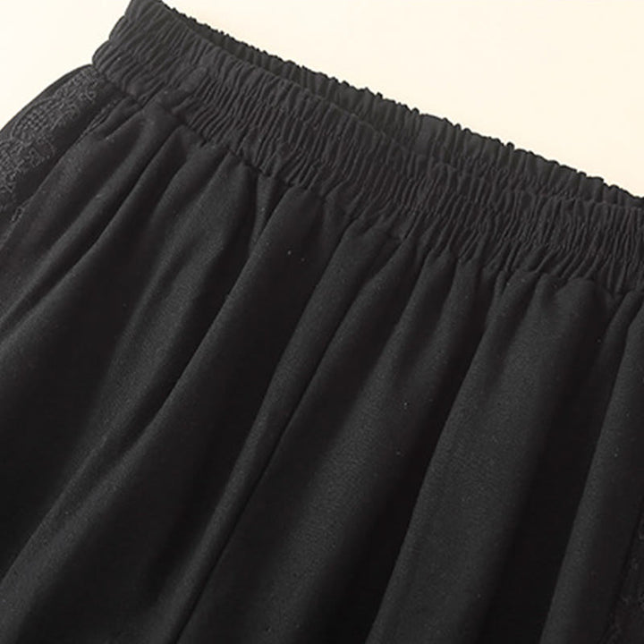 Damskie spodnie haremowe z bawełny i lnu z motywem Buddha Stones, gładkie, koronkowe, z kieszeniami - image 26