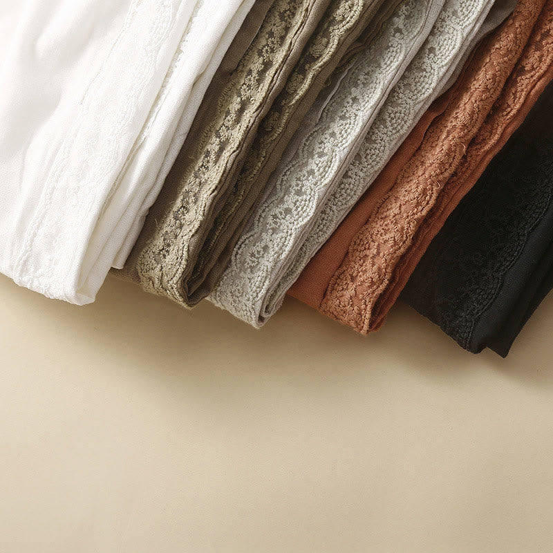 Damskie spodnie haremowe z bawełny i lnu z motywem Buddha Stones, gładkie, koronkowe, z kieszeniami - image 29