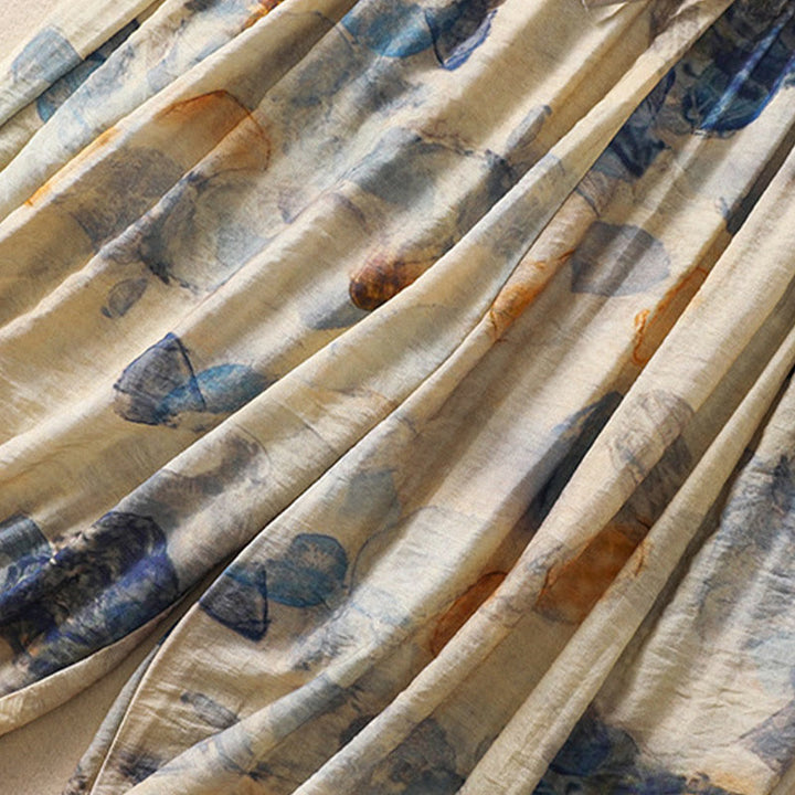 Damskie spodnie z poliestru o długości 7-8 z kieszeniami, z nadrukiem kwiatowym i Buddha Stones - image 14