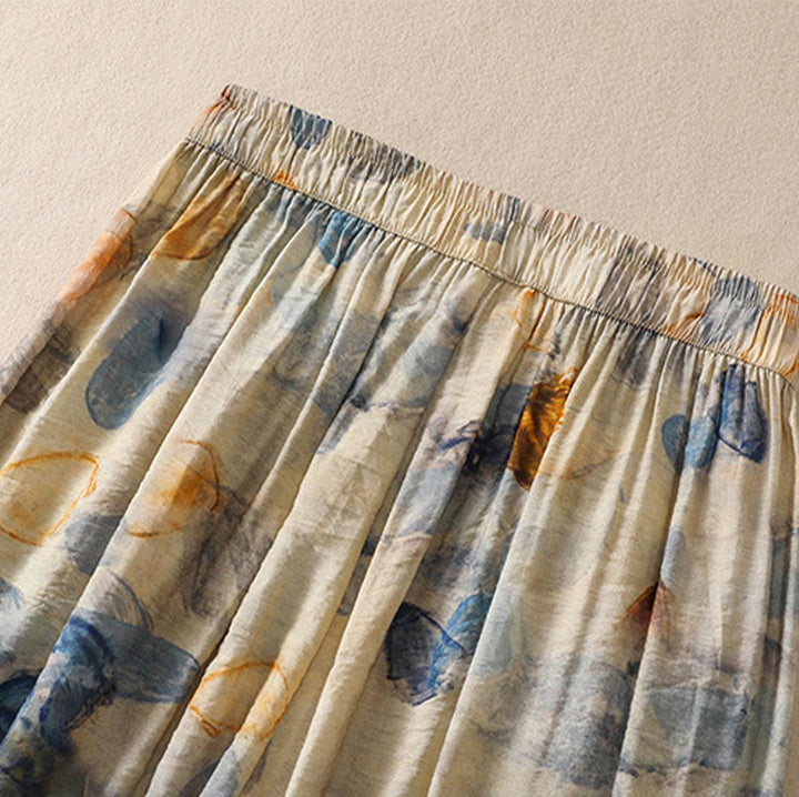 Damskie spodnie z poliestru o długości 7-8 z kieszeniami, z nadrukiem kwiatowym i Buddha Stones - image 11