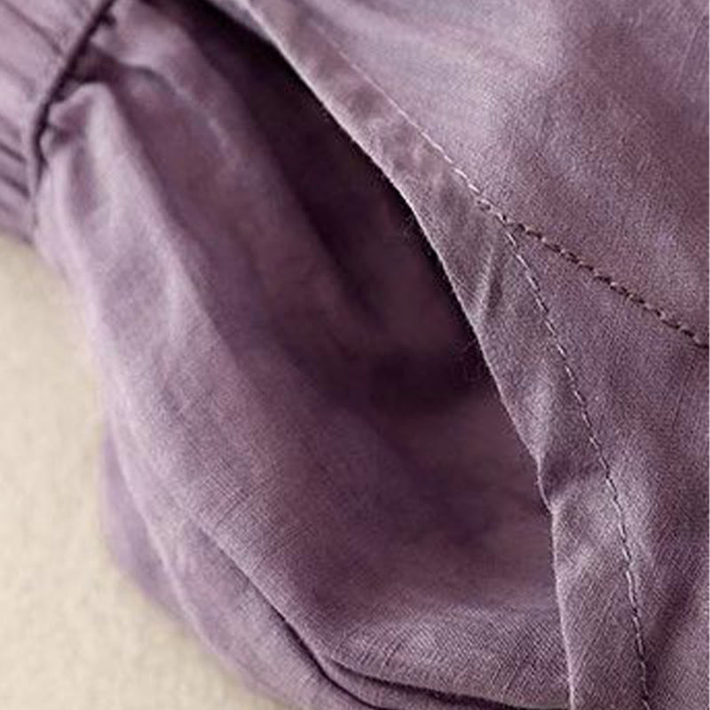 Damskie spodnie z szerokimi nogawkami i kieszeniami, bawełniane, z haftem bocznym w kształcie Buddha Stones , o długości 7-8 - image 4