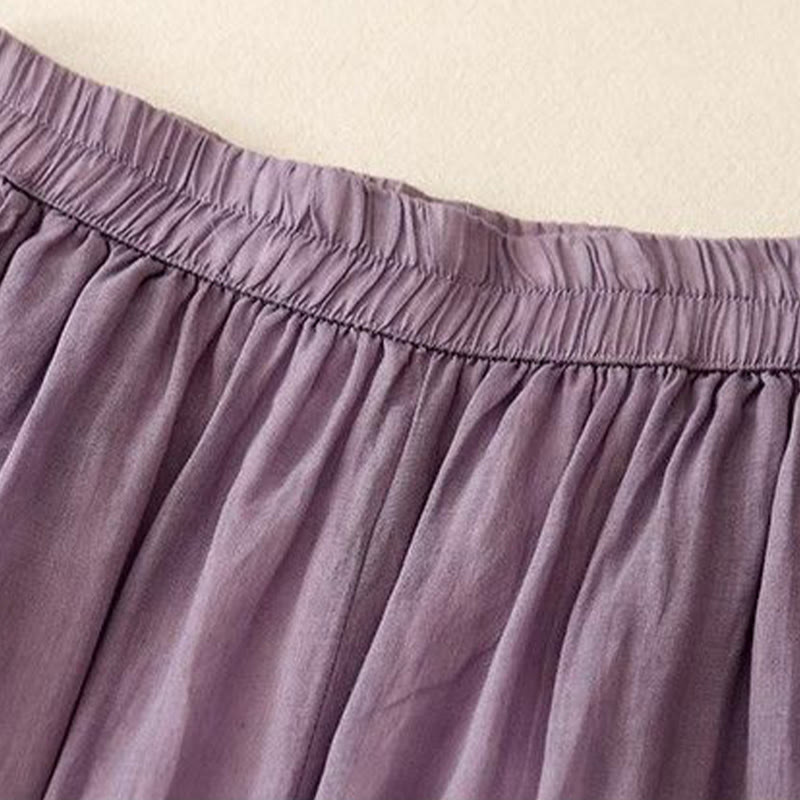 Damskie spodnie z szerokimi nogawkami i kieszeniami, bawełniane, z haftem bocznym w kształcie Buddha Stones , o długości 7-8 - image 3