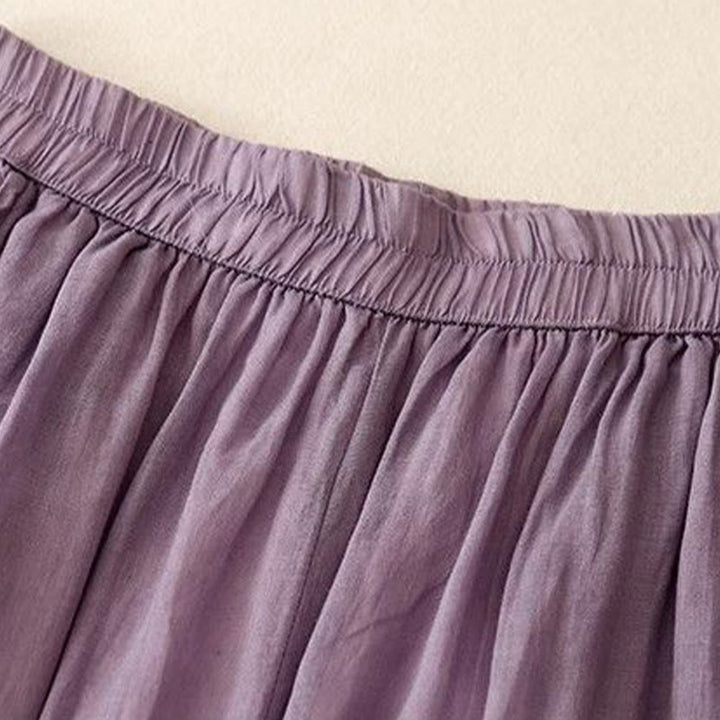 Damskie spodnie z szerokimi nogawkami i kieszeniami, bawełniane, z haftem bocznym w kształcie Buddha Stones , o długości 7-8 - image 5