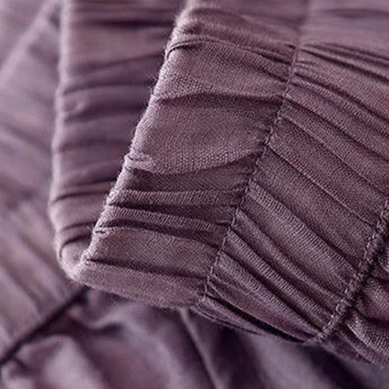 Damskie spodnie z szerokimi nogawkami i kieszeniami, bawełniane, z haftem bocznym w kształcie Buddha Stones , o długości 7-8 - image 2