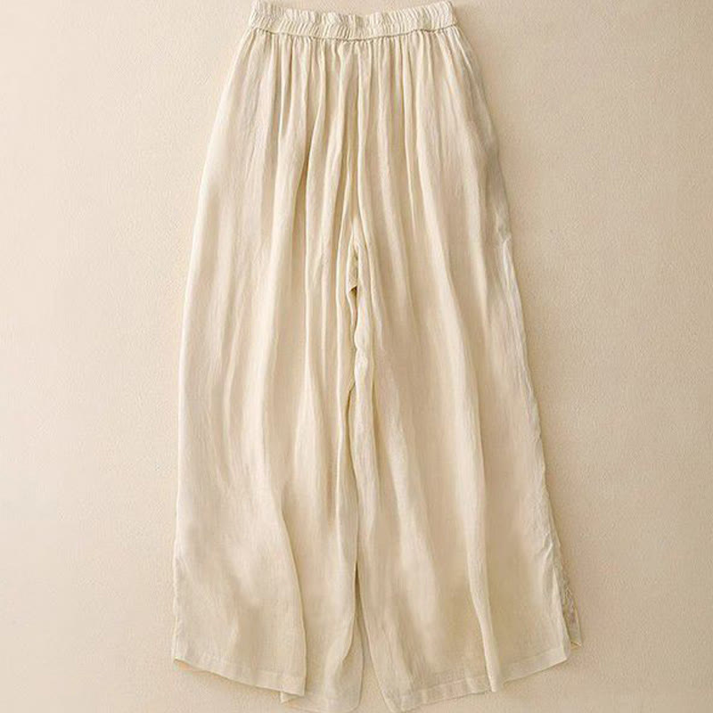 Damskie spodnie z szerokimi nogawkami i kieszeniami, bawełniane, z haftem bocznym w kształcie Buddha Stones , o długości 7-8 - image 7