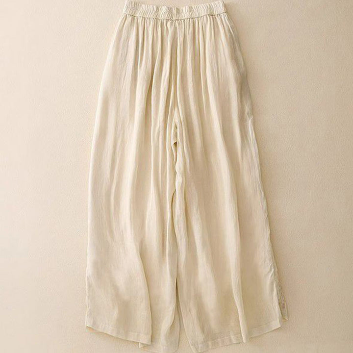 Damskie spodnie z szerokimi nogawkami i kieszeniami, bawełniane, z haftem bocznym w kształcie Buddha Stones , o długości 7-8 - image 7