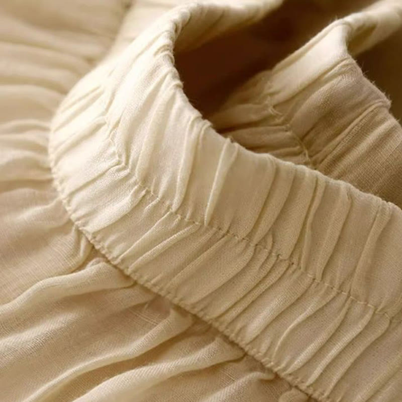 Damskie spodnie z szerokimi nogawkami i kieszeniami, bawełniane, z haftem bocznym w kształcie Buddha Stones , o długości 7-8 - image 10