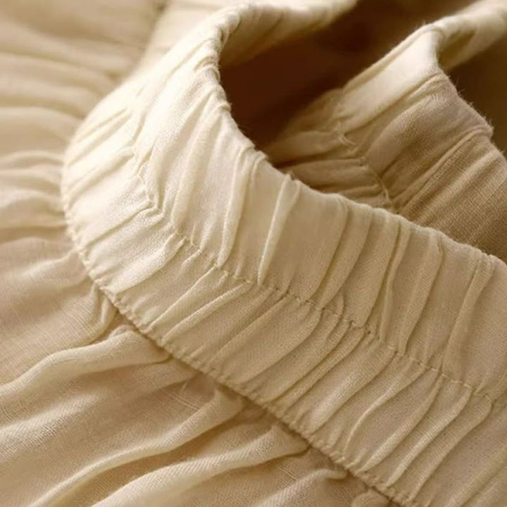 Damskie spodnie z szerokimi nogawkami i kieszeniami, bawełniane, z haftem bocznym w kształcie Buddha Stones , o długości 7-8 - image 10