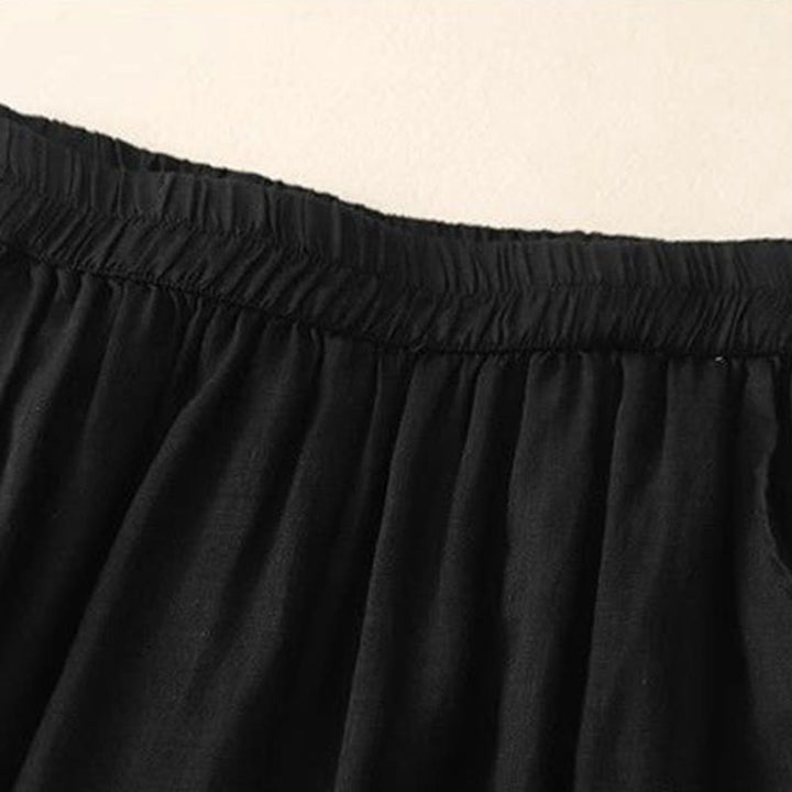 Damskie spodnie z szerokimi nogawkami i kieszeniami, bawełniane, z haftem bocznym w kształcie Buddha Stones , o długości 7-8 - image 15