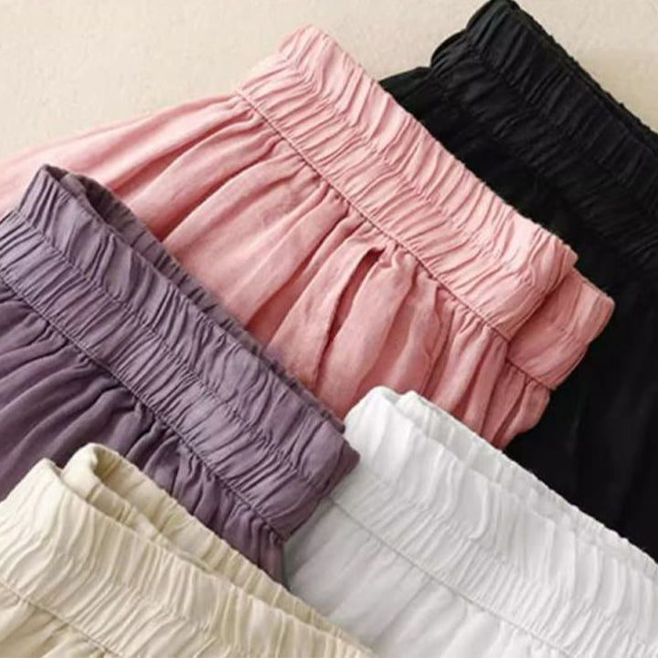 Damskie spodnie z szerokimi nogawkami i kieszeniami, bawełniane, z haftem bocznym w kształcie Buddha Stones , o długości 7-8 - image 19