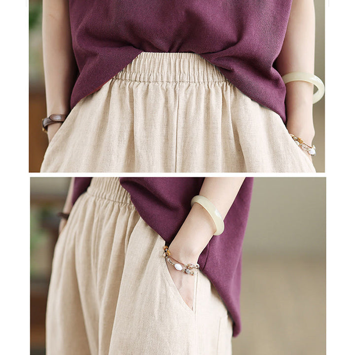 Spodnie damskie z szerokimi nogawkami i kieszeniami, z szerokimi nogawkami i gładkimi bawełnianymi Buddha Stones - image 17