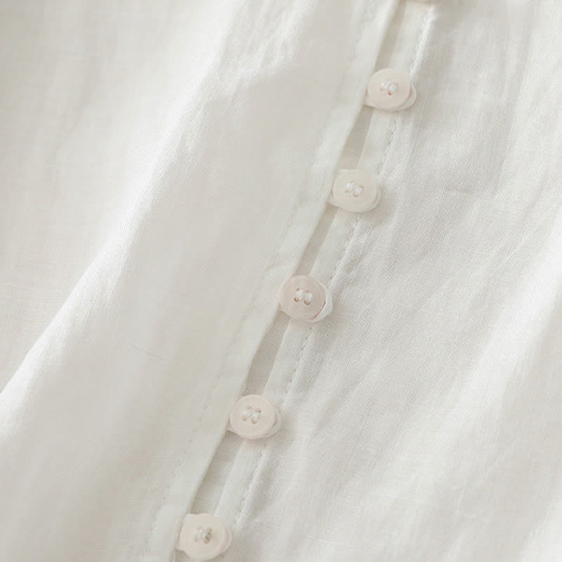 Koszula damska z bawełny i lnu z haftem i guzikami w kształcie Buddha Stones - image 13