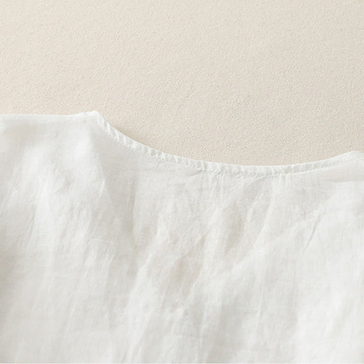 Koszula damska z bawełny i lnu z haftem i guzikami w kształcie Buddha Stones - image 14