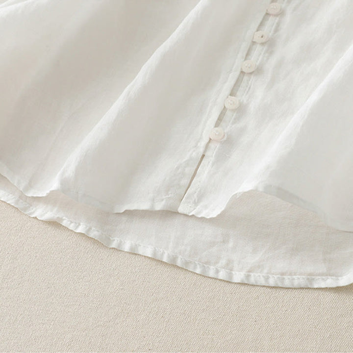 Koszula damska z bawełny i lnu z haftem i guzikami w kształcie Buddha Stones - image 12