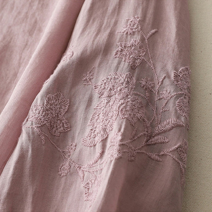 Koszula damska z bawełny i lnu z haftem i guzikami w kształcie Buddha Stones - image 20