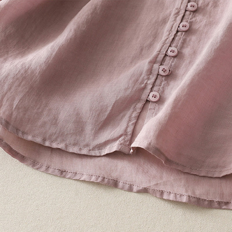 Koszula damska z bawełny i lnu z haftem i guzikami w kształcie Buddha Stones - image 21