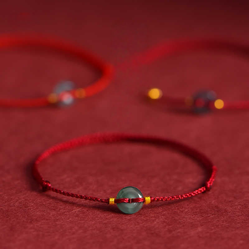 Bransoletka na kostkę z klamrą pokoju z Buddha Stones, monetami z miedzi, jadeitem i czerwonym sznurkiem - image 9