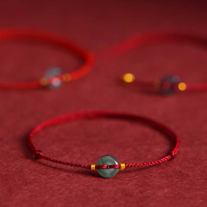Bransoletka na kostkę z klamrą pokoju z Buddha Stones, monetami z miedzi, jadeitem i czerwonym sznurkiem - image 9